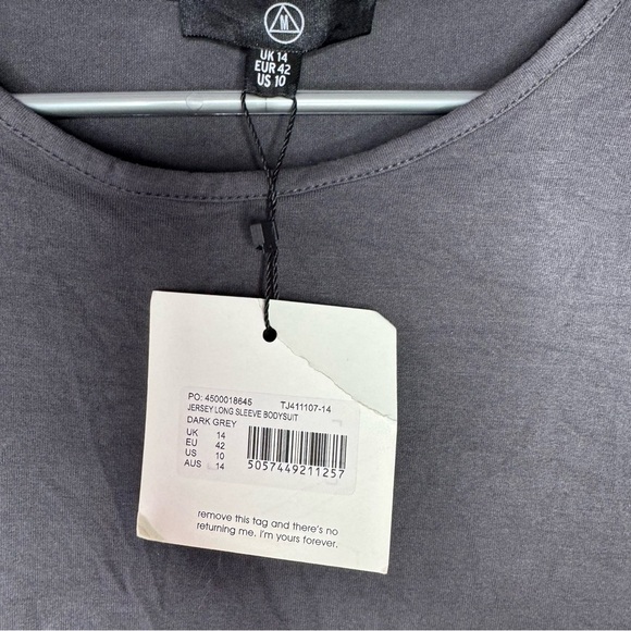 Missguided body suit long sleeve grey jersey brand new with tags snap button - Picture 8 of 9